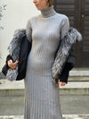 Long knitted dress with a turtleneck in three colors