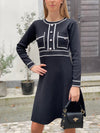 Knitted dress with sewn-on buttons