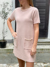 Dress with sewn beads in several colors