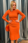Long knitted dress with a turtleneck in three colors