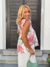 Embroidered Cotton Blouse with Floral Print