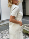 Dress with sewn beads in several colors