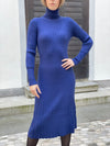Long knitted dress with a turtleneck in three colors