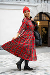 Long dress with a checkered pattern in several colors