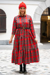 Long dress with a checkered pattern in several colors