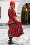 Long dress with a checkered pattern in several colors