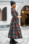 Long dress with a checkered pattern in several colors