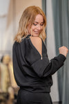 Sweater with zipper on the shoulder in multi-colored viscose mix