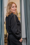 Sweater with zipper on the shoulder in multi-colored viscose mix
