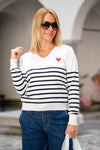 Striped sweater with heart