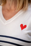 Striped sweater with heart