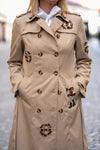 Trench Coat with sewn-on shiny zircons