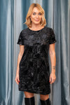 Velvet Dress with Shiny Appliques