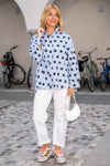 Cotton Striped Blouse with Dot Print