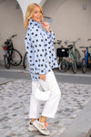 Cotton Striped Blouse with Dot Print