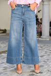 Široke Jeans Hlače z visokim pasom