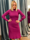 Long knitted dress with a turtleneck in three colors