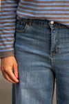 Široke Jeans Hlače z visokim pasom