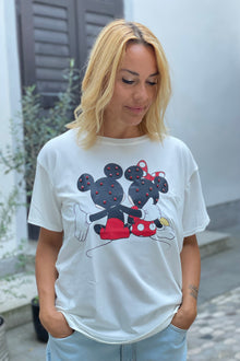  Bombažna Majica Mickey Minnie z bleščicami