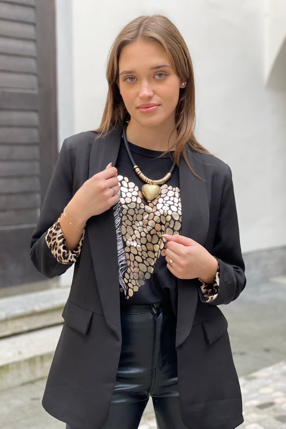 Blazer z leopard detajlom v več barvah