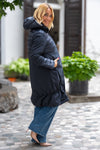 Dolga Podložena Jakna s kapuco
