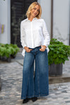 Široke Jeans Hlače z visokim pasom