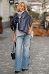 Široke Jeans Hlače z dekorativnimi zvezdami