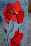 Jeans Hlače z vezenimi cvetovi Wendy Trendy