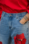 Jeans Hlače z vezenimi cvetovi Wendy Trendy