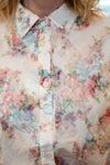 Prosojna cvetlična Srajca z gumbi in volančki