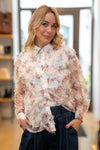 Prosojna cvetlična Srajca z gumbi in volančki