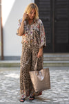 Srajčna Bluza z leopardjim in cvetličnim potiskom