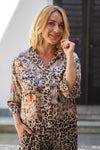 Srajčna Bluza z leopardjim in cvetličnim potiskom