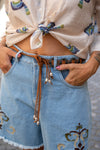 Jeans Bermuda Hlače z vezenimi detajli