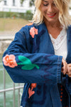 Jeans Jakna z vezenimi cvetlicami v več barvah