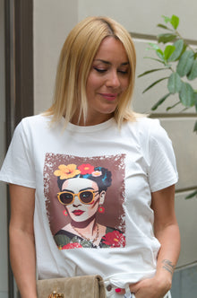  Bombažna Majica s potiskom Frida Kahlo