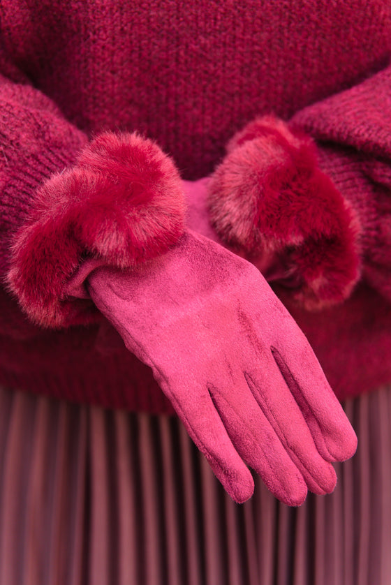 Mehke Rokavice z umetnim krznom na robu