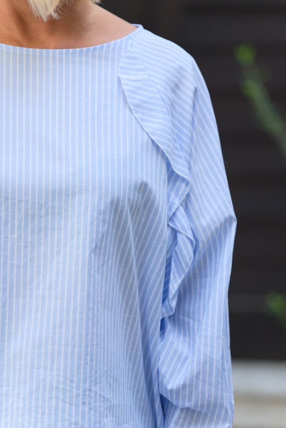 Bombažna Črtasta Bluza z volani Wendy Trendy