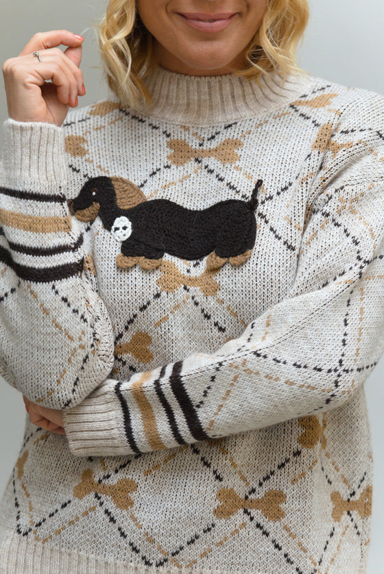 Pleten Pulover z motivom jazbečarja