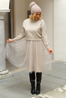  Pletena Obleka s tilom v več barvah