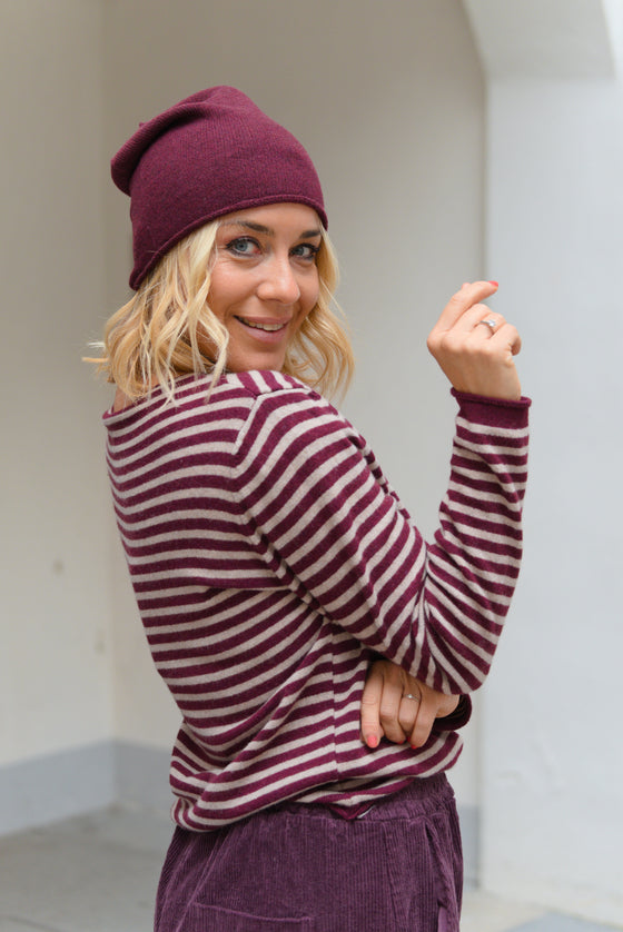 Črtast Pulover kašmir mix v več barvah