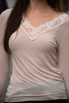 Langarmshirt mit Spitze in mehreren Farben