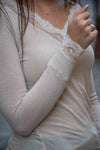 Langarmshirt mit Spitze in mehreren Farben