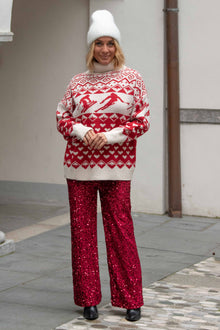  Božićni pulover sa srcima od mješavine vune u više boja