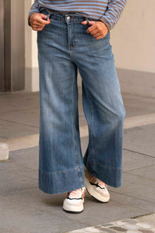  Široke Jeans Hlače z visokim pasom