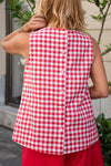 Karirasta Bluza brez rokavov