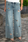 Jeans Hlače z igrivim motivom kužkov