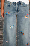 Jeans Hlače z igrivim motivom kužkov
