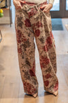 Hlače z rožnatim vzorcem