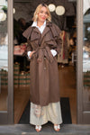Eleganten Rjav Trench Plašč
